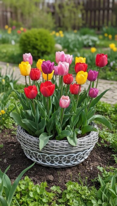 Übertopf aus Rattan für draußen